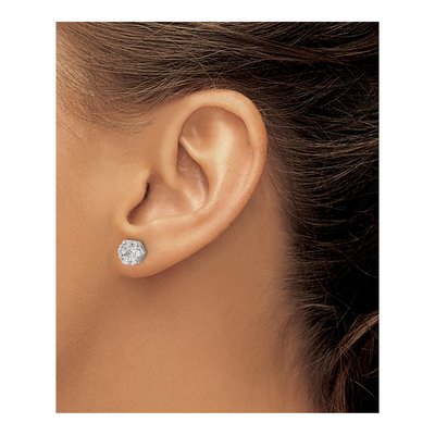 14K White Gold 1.1 ct tw 3.3mm Round Diamond Cluster Stud Earrings – view 4