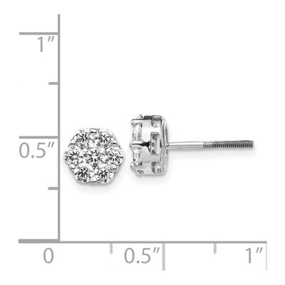 14K White Gold 1.1 ct tw 3.3mm Round Diamond Cluster Stud Earrings – view 5