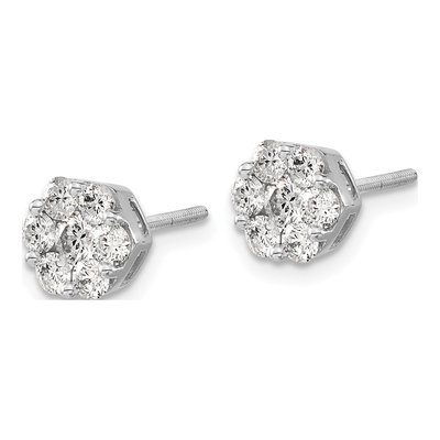 14K White Gold 1 ct tw 3.3mm Lab-Grown Diamond Cluster Stud Earrings – view 3