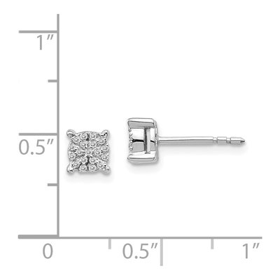 14K White Gold 1/6 ct tw 0.9mm Round Diamond Cluster Button Stud Earrings – view 4