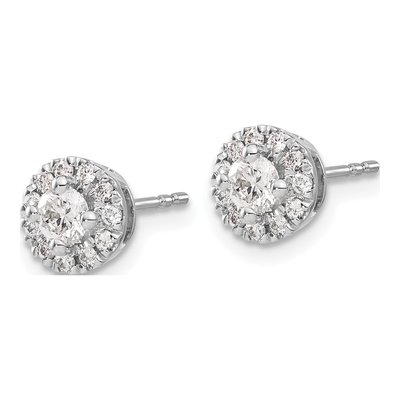 14K White Gold 5/8 ct tw 3.8mm Round Diamond Halo Cluster Stud Earrings – view 3