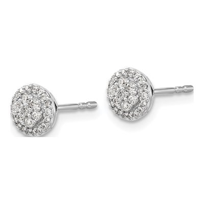 14K White Gold 1/4 ct tw 1.3mm Round Diamond Cluster Button Stud Earrings – view 2