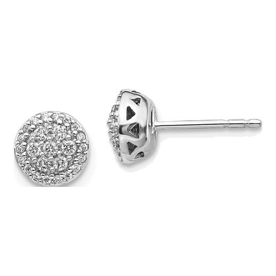 14K White Gold 1/4 ct tw 1.3mm Round Diamond Cluster Button Stud Earrings