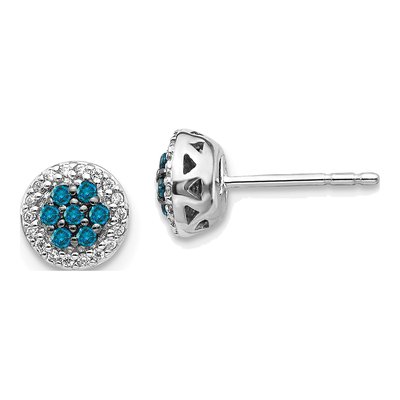 14K White Gold 1/4 ct tw 1.3mm Round Diamond Cluster Stud Earrings