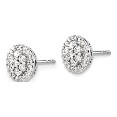 14K White Gold 1/2 ct tw 1.7mm Round Diamond Cluster Stud Earrings – view 2