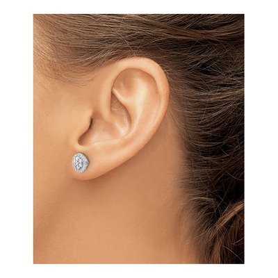 14K White Gold 1/2 ct tw 1.7mm Round Diamond Cluster Stud Earrings – view 3