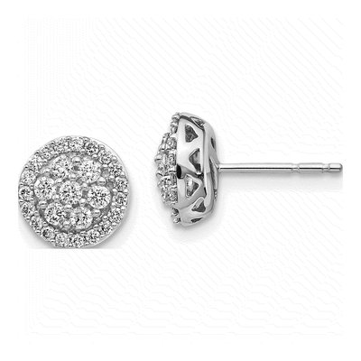 14K White Gold 1/2 ct tw 1.7mm Round Diamond Cluster Stud Earrings