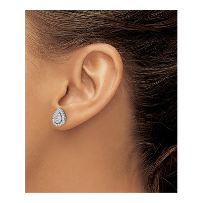 14K White Gold 1/2 ct tw 2.1mm Round Diamond Teardrop Cluster Stud Earrings – view 4