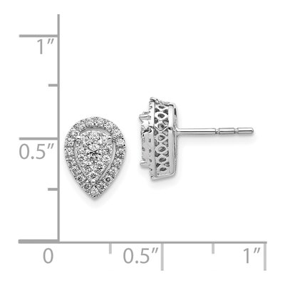 14K White Gold 1/2 ct tw 2.1mm Round Diamond Teardrop Cluster Stud Earrings – view 5