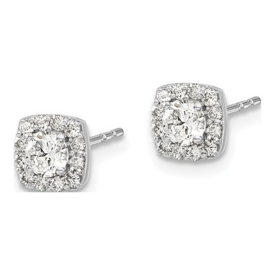 14K White Gold 5/8 ct tw 3.7mm Round Diamond Square Cluster Stud Earrings – view 3
