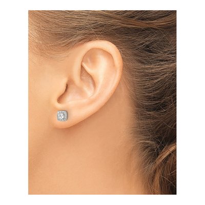 14K White Gold 5/8 ct tw 3.7mm Round Diamond Square Cluster Stud Earrings – view 4
