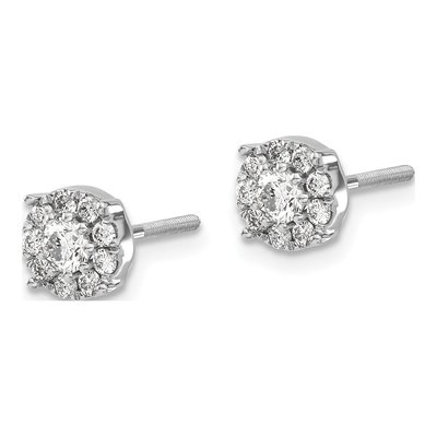 14K White Gold 1/2 ct tw 3.2mm Round Diamond Halo Cluster Stud Earrings – view 2