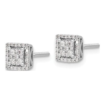 14K White Gold 1/4 ct tw 1.3mm Round Diamond Cluster Screwback Stud Earrings – view 2