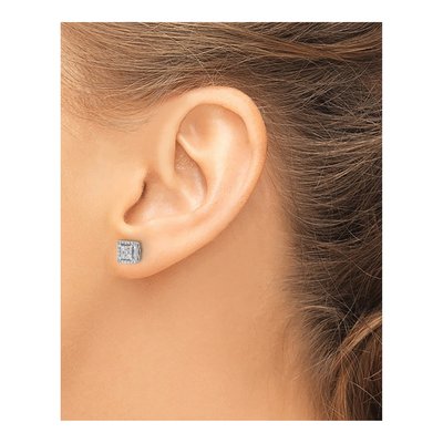 14K White Gold 1/4 ct tw 1.3mm Round Diamond Cluster Screwback Stud Earrings – view 3
