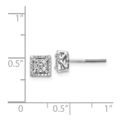 14K White Gold 1/4 ct tw 1.3mm Round Diamond Cluster Screwback Stud Earrings – view 4