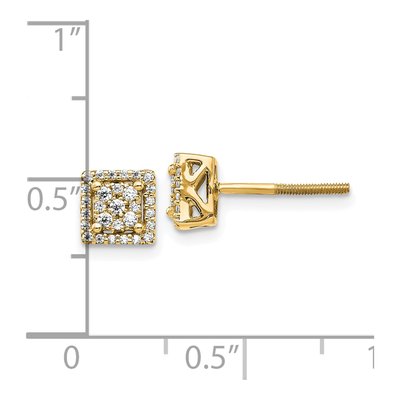 14K Yellow Gold 1/4 ct tw 1.3mm Round Diamond Cluster Square Stud Earrings – view 4