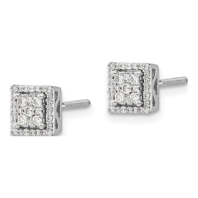 14K White Gold 1/3 ct tw 1.5mm Round Diamond Cluster Screwback Stud Earrings – view 2