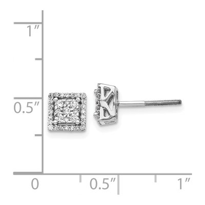 14K White Gold 1/3 ct tw 1.5mm Round Diamond Cluster Screwback Stud Earrings – view 4