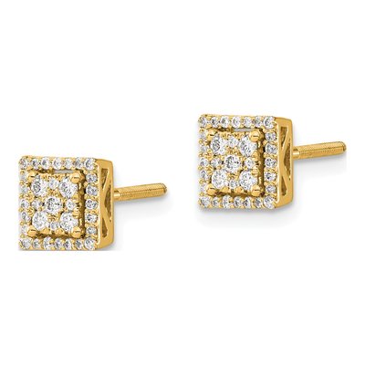 14K Yellow Gold 1/3 ct tw 1.5mm Round Diamond Cluster Stud Earrings – view 2