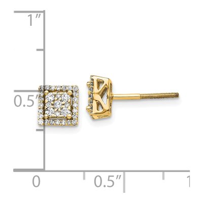 14K Yellow Gold 1/3 ct tw 1.5mm Round Diamond Cluster Stud Earrings – view 4