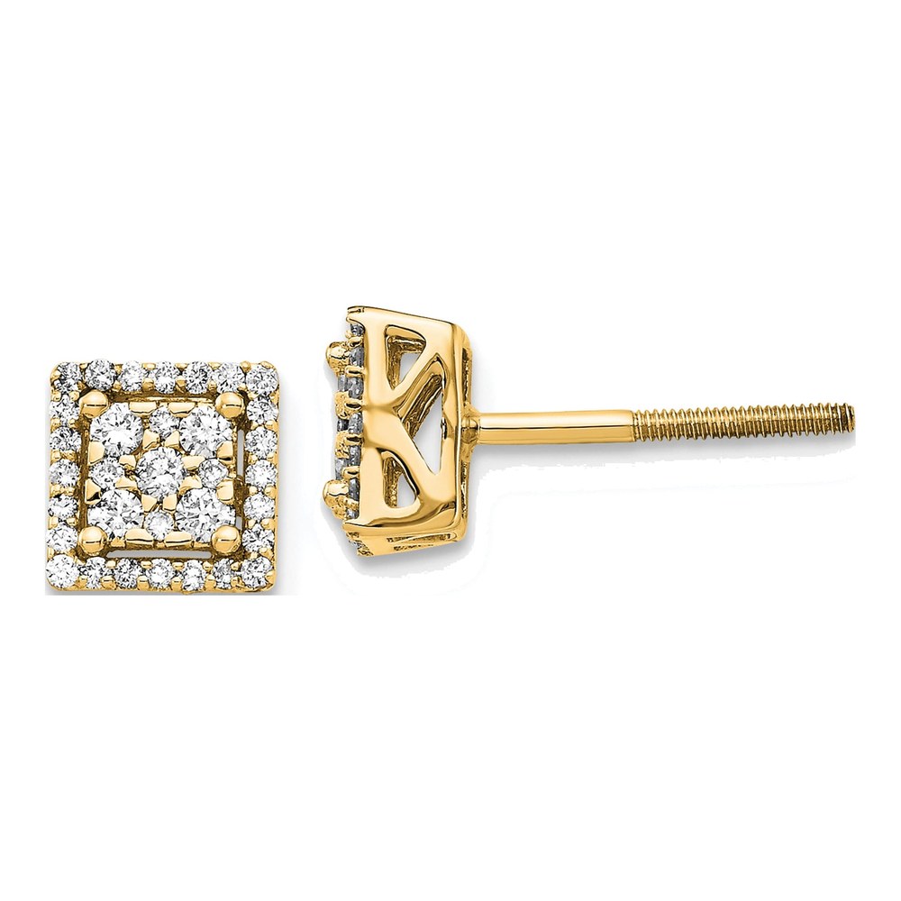 14K Yellow Gold 1/3 ct tw 1.5mm Round Diamond Cluster Stud Earrings