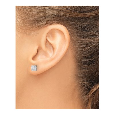 10K White Gold 1/10 ct tw Diamond Pave Square Stud Earrings – view 3