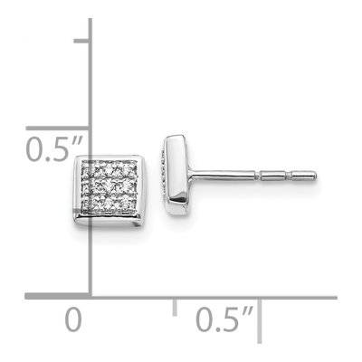 10K White Gold 1/10 ct tw Diamond Pave Square Stud Earrings – view 4