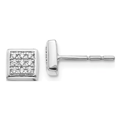 10K White Gold 1/10 ct tw Diamond Pave Square Stud Earrings