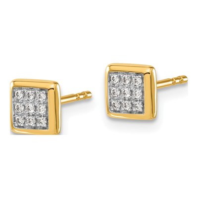 10K Yellow Gold 1/10 ct tw Diamond Pave Square Stud Earrings – view 2