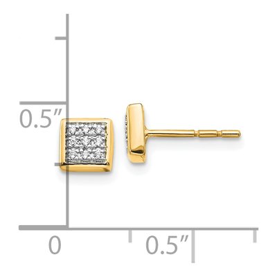 10K Yellow Gold 1/10 ct tw Diamond Pave Square Stud Earrings – view 4