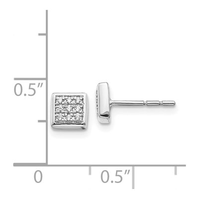 14K White Gold 1/10 ct tw 1mm Round Diamond Cluster Square Stud Earrings – view 5