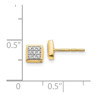 14K Yellow Gold 1/10 ct tw 1mm Round Diamond Cluster Square Stud Earrings – view 5