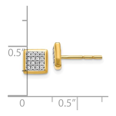 10K Yellow Gold 1/8 ct tw Diamond Pave Square Stud Earrings – view 4