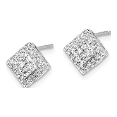10K White Gold 1/4 ct tw Diamond Square Stud Earrings – view 2