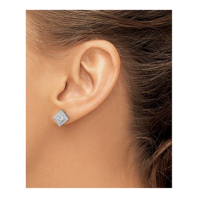 10K White Gold 1/4 ct tw Diamond Square Stud Earrings – view 3
