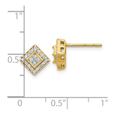 10K Yellow Gold 1/4 ct tw Diamond Square Stud Earrings – view 4