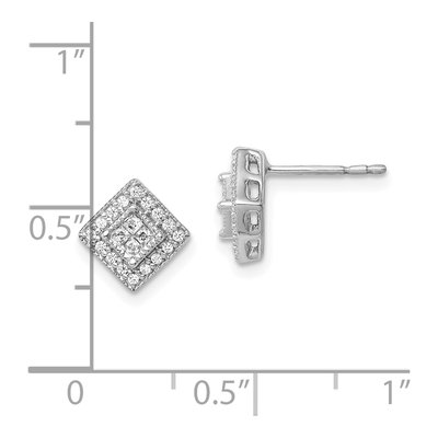 14K White Gold 1/4 ct tw 1.3mm Diamond Square Cluster Stud Earrings – view 4