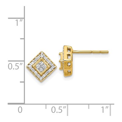14K Yellow Gold 1/4 ct tw 1.3mm Diamond Square Cluster Stud Earrings – view 5