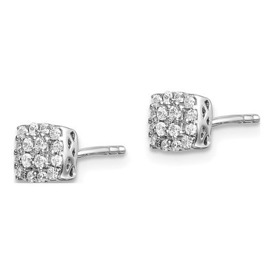 14K White Gold 1/4 ct tw 1.3mm Round Diamond Square Halo Stud Earrings – view 2