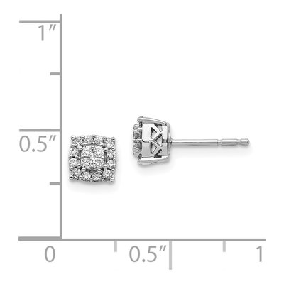 14K White Gold 1/4 ct tw 1.3mm Round Diamond Square Halo Stud Earrings – view 4