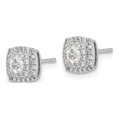 14K White Gold 1/2 ct tw 3.2mm Round Diamond Square Halo Stud Earrings – view 3