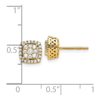 14K Yellow Gold 1/2 ct tw 2.1mm Round Diamond Cluster Stud Earrings – view 4