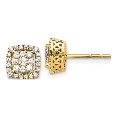 14K Yellow Gold 1/2 ct tw 2.1mm Round Diamond Cluster Stud Earrings