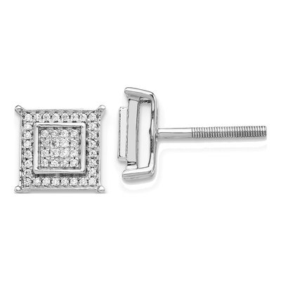 14K White Gold 1/4 ct tw 0.8mm Round Diamond Cluster Stud Earrings