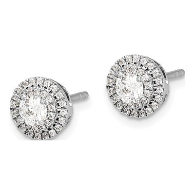 14K White Gold 1/2 ct tw 3.4mm Round Diamond Cluster Stud Earrings – view 3