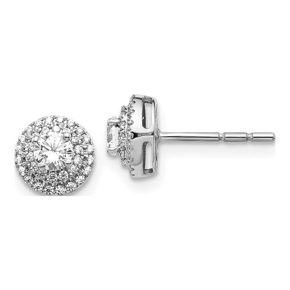 14K White Gold 1/2 ct tw 3.4mm Round Diamond Cluster Stud Earrings