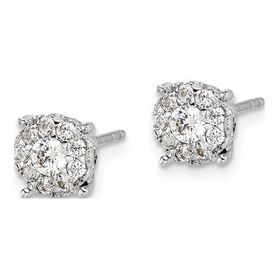 14K White Gold 1/2 ct tw 3mm Round Diamond Cluster Stud Earrings – view 3