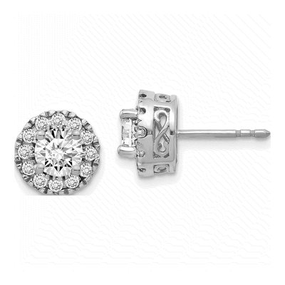 14K White Gold 1/2 ct tw 5.2mm Round Diamond Halo Stud Earrings