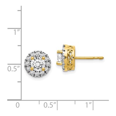 14K Yellow Gold 1/2 ct tw 5.2mm Round Diamond Halo Stud Earrings – view 5