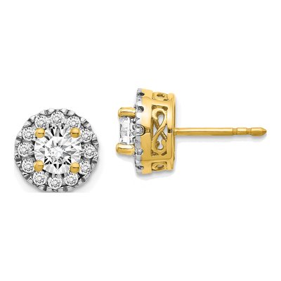 14K Yellow Gold 1/2 ct tw 5.2mm Round Diamond Halo Stud Earrings